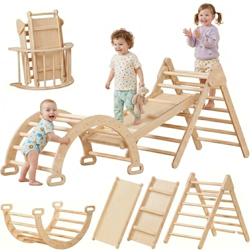 Wooden Pikler Triangle Set for Toddlers
