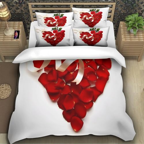 Housse de couette Saint-Valentin avec roses 3D le cadeau idéal pour le confort des couples - 5