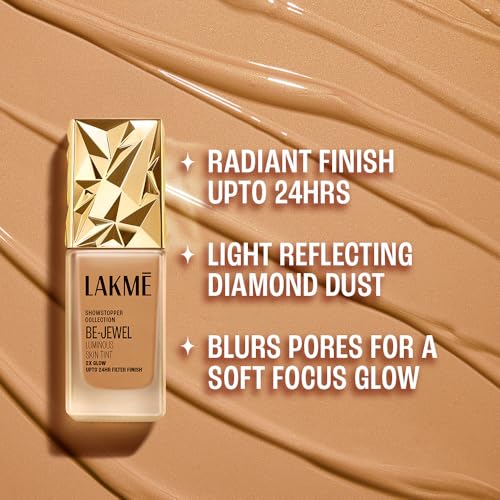 Image of LAKME Be-Jewel Luminous Skin Tint, 25ml, for Radiant, Smooth and Luminous Finish, with Light-Reflecting Polymers, 24HR Filter-Like Wear, Foundation for Women Dry Skin, for Women- Cool Walnut