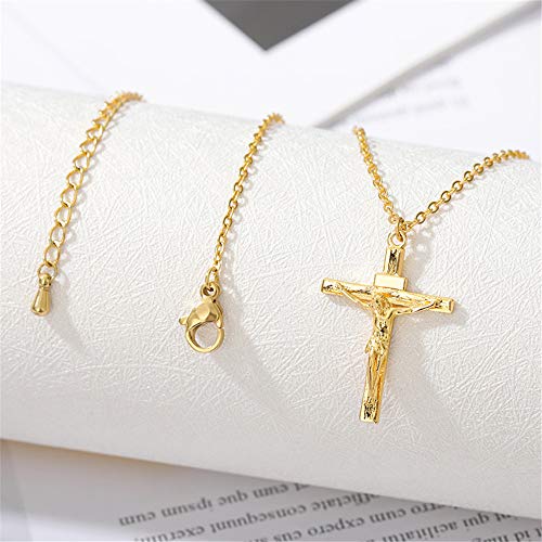 Stainless Steel Cross Crucifix Pendant Necklace Dainty Unisex Religious Baptism Jewelry4