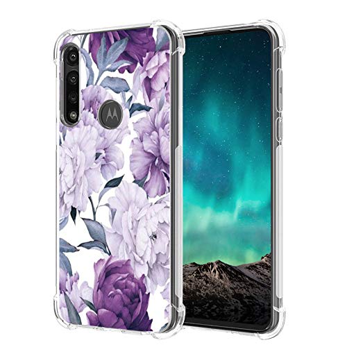 Bettop for Motorola Moto G Power Case, Moto G Power Phone Case, Case for Moto G Power, Anti-Drop Soft TPU Case with Fashionable Floral Designs for Motorola Moto G Power (Purple Rose)