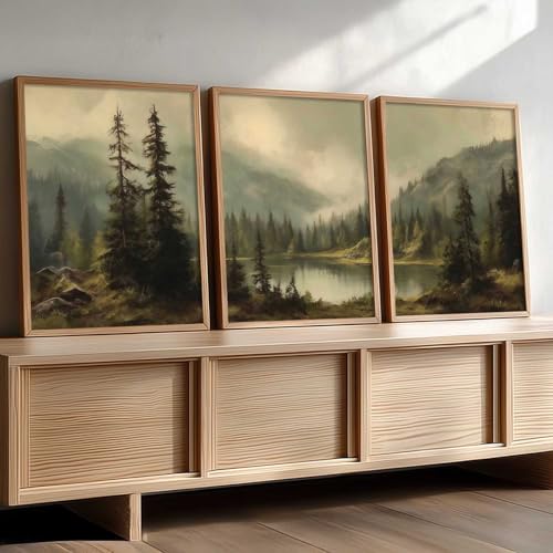 Image of kotart Big Aesthetic Mountains View Wall Art Paintings | Lake View Framed Painting | Nature Art Vastu Frames for Living Room Bedroom Wall Decor Set Of 3 (13X17 inch)