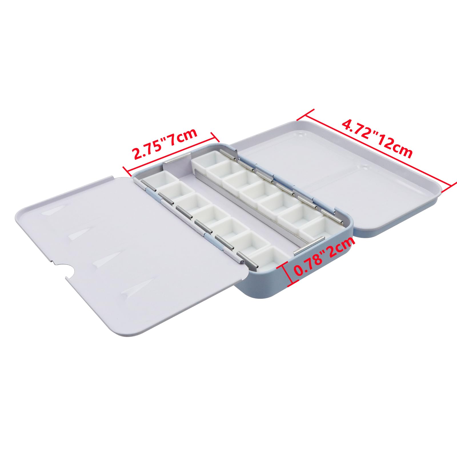 Bitray Paleta de acuarela vacía pequeña paleta de metal con paleta plegable y 16 medias sartenes desmontables para manualidades, viajes, acuarela, gouache y pintura al óleo