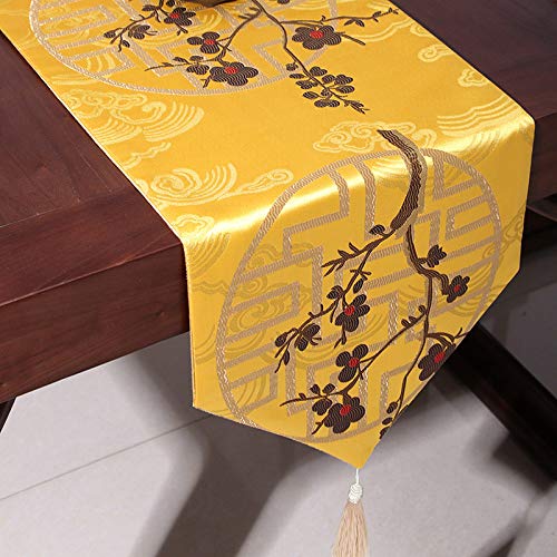 Skyinbags Table Runner,Modern Christmas Chinese Style Yizhimei Flower Tassel Yellow Long Table Flag Mat Table Cloth for Hotel Home Kitchen Wedding Dinner Party Decoration, 33210Cm Skyinbags Table Runner,Modern Christmas Chinese Style Yizhimei Flower Tassel Yellow Long Table Flag Mat Table Cloth for Hotel Home Kitchen Wedding Dinner Party Decoration, 33210Cm