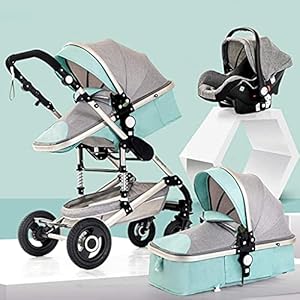 Zhiding Babykar 3 in 1 opvouwbare buggy 56-wheeler, kinderwagen met extra grote luchtwielen, voor kinderen schakelbare fietswalking, lange reis voor pasgeboren en peuter (Color : Green)