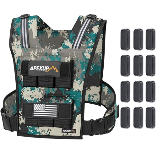 Image of APEXUP Adjustable Weighted Vest Men 20lbs /30lbs /40lbs Weights with Reflective Stripe, Weight Vest Woman Workout Vest for Strength Training Running Walking