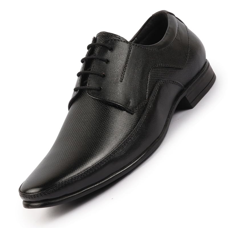 FAUSTO FST KI-488 BLACK-41 Mens Black Genuine Leather Textured Formal Lace Up Derby Shoes for Office|Work (7 UK) (B0D361YMJ6) Amazon Price History, Amazon Price Tracker