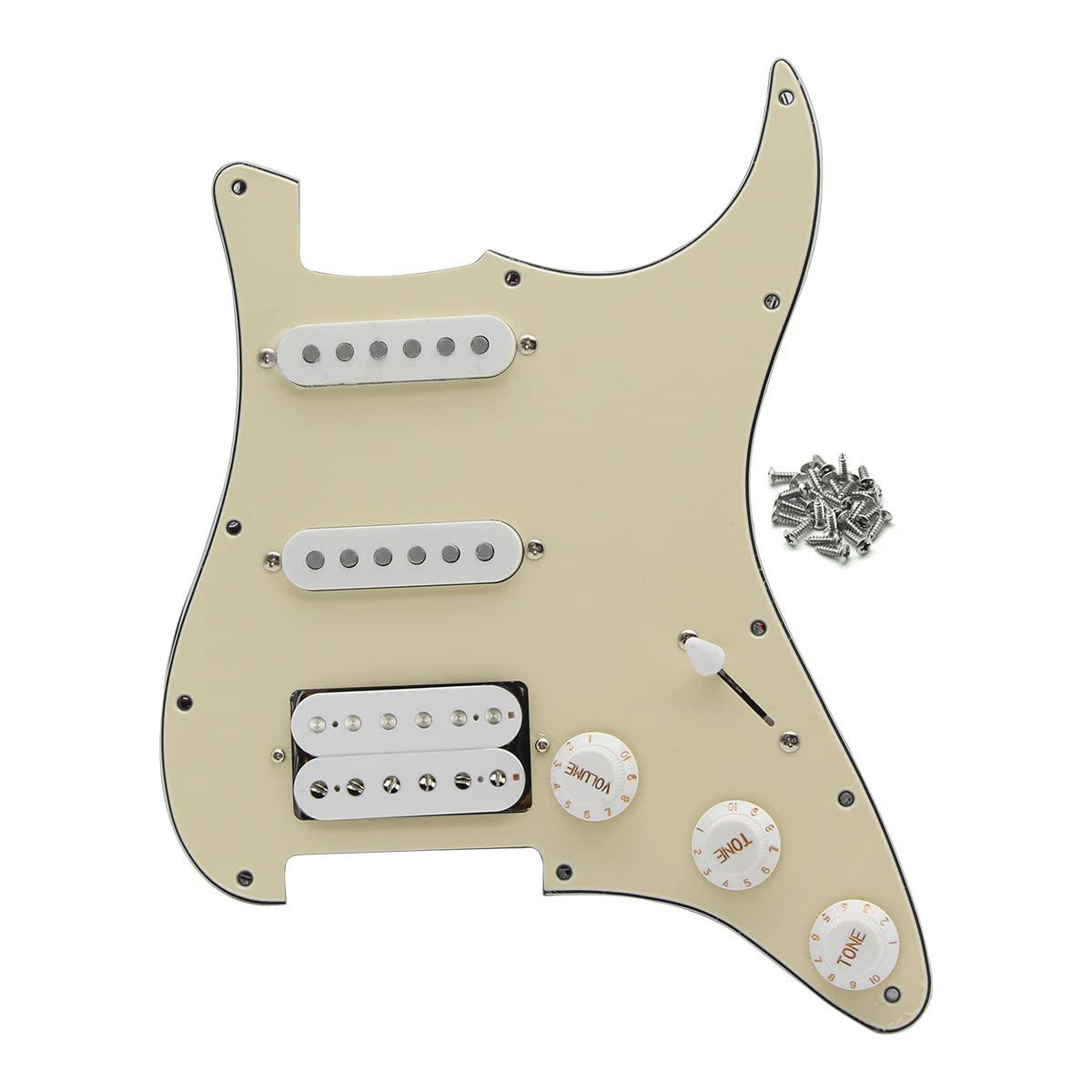 FLEOR Alnico V Caricato Battipenna Precablato Set SSH Dual Rail Humbucker per ST Chitarra Elettrica Crema di Ricambio 3 Ply