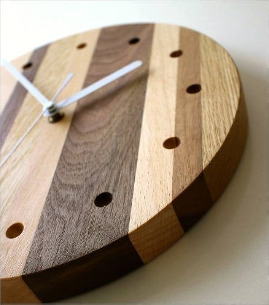 Amazon.co.jp: Wall Clock Stylish Wooden Natural Simple Cute Modern