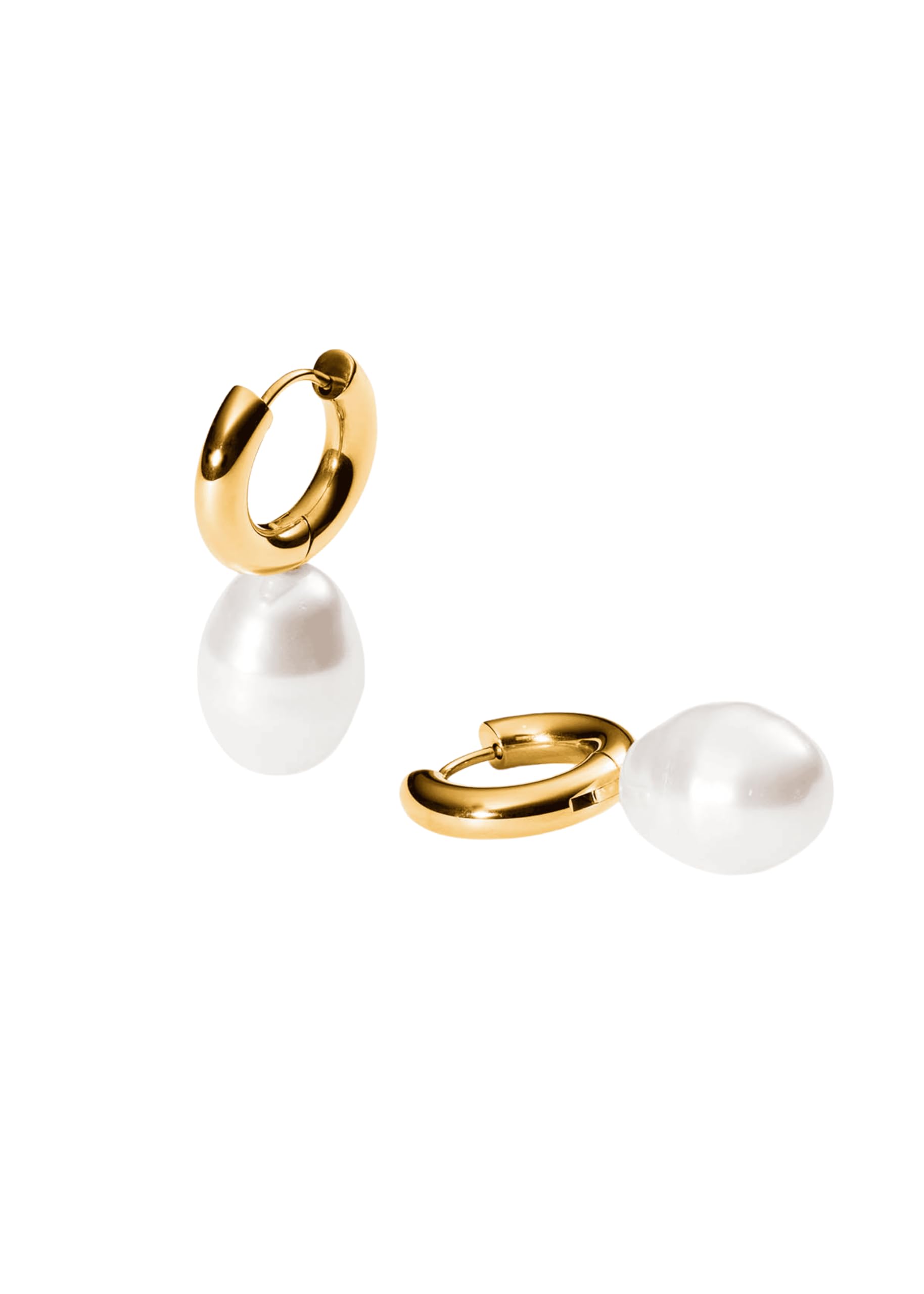 Purelei Seaside Creolen mit Muschelperlen – Edelstahl Ohrringe in Gold, Silber oder Roségold – Zeitlos elegante Damenohrringe mit schimmernden Seashell Perlen – 10 mm Creolen, 25,6 g