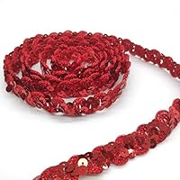 Hayaww 15 Yards 15mm Pailletten Bänder, BauchtanzgüRtel Paillettenband Paillette Paillette Trim Paillettenband Glitzer Borte Aus Dekoband FüR Diy NäHen KostüMe Handwerk Verzierungen (Rot)