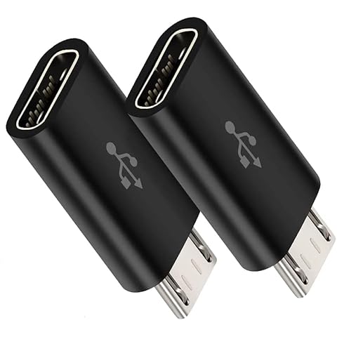 PENCILUPNOSE© USB TYPE C FEMALE TO MICRO USB MALE ADAPTER (2 pack) CONVERTER for Samsung, Xiaomi , Oppo, Huawei, Vivo , LG etc Cover