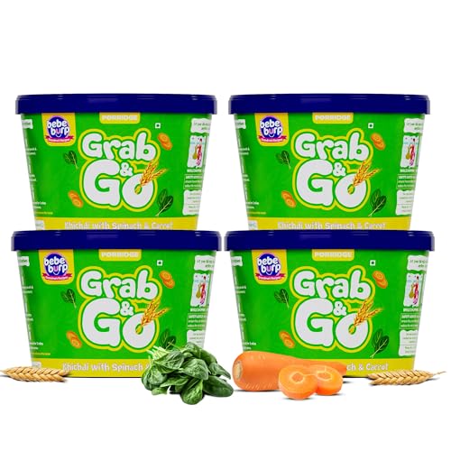 Image of BE'BE' BURP Travel pack Grab & Go - Khichdi Mix Porridge with Spanish & Carrot |Natural Food No Sugar No Salt | No Artificial Preservatives & Flavours | Baby Cereal-120gm (Pack of 4)