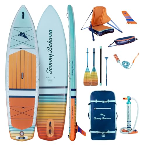 Image of ISLE 2in1 Kayak & Paddle Board Bundle - Stand Up Paddle Board & Kayak, Incl. Seat, Paddle, Pump, Bag, 11.6 x 35.5 x 6 in - max. 425 lbs