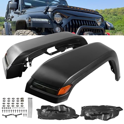 Partree Front Fender Flares with Lights fit for Jeep Wrangler JK JKU
