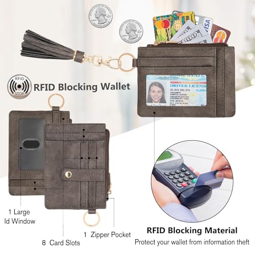 Image of KNGITRYI Wristlet Wallet for Women,RFID Keychain Wallet with Beaded Strap