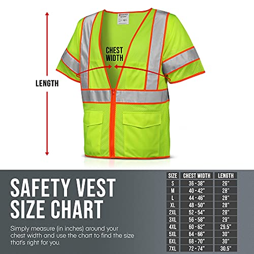Glow Shield Ansi Class 3 Safety Vest With Sleeves Hook-N-Loop Big Pockets Zipper #TOP5