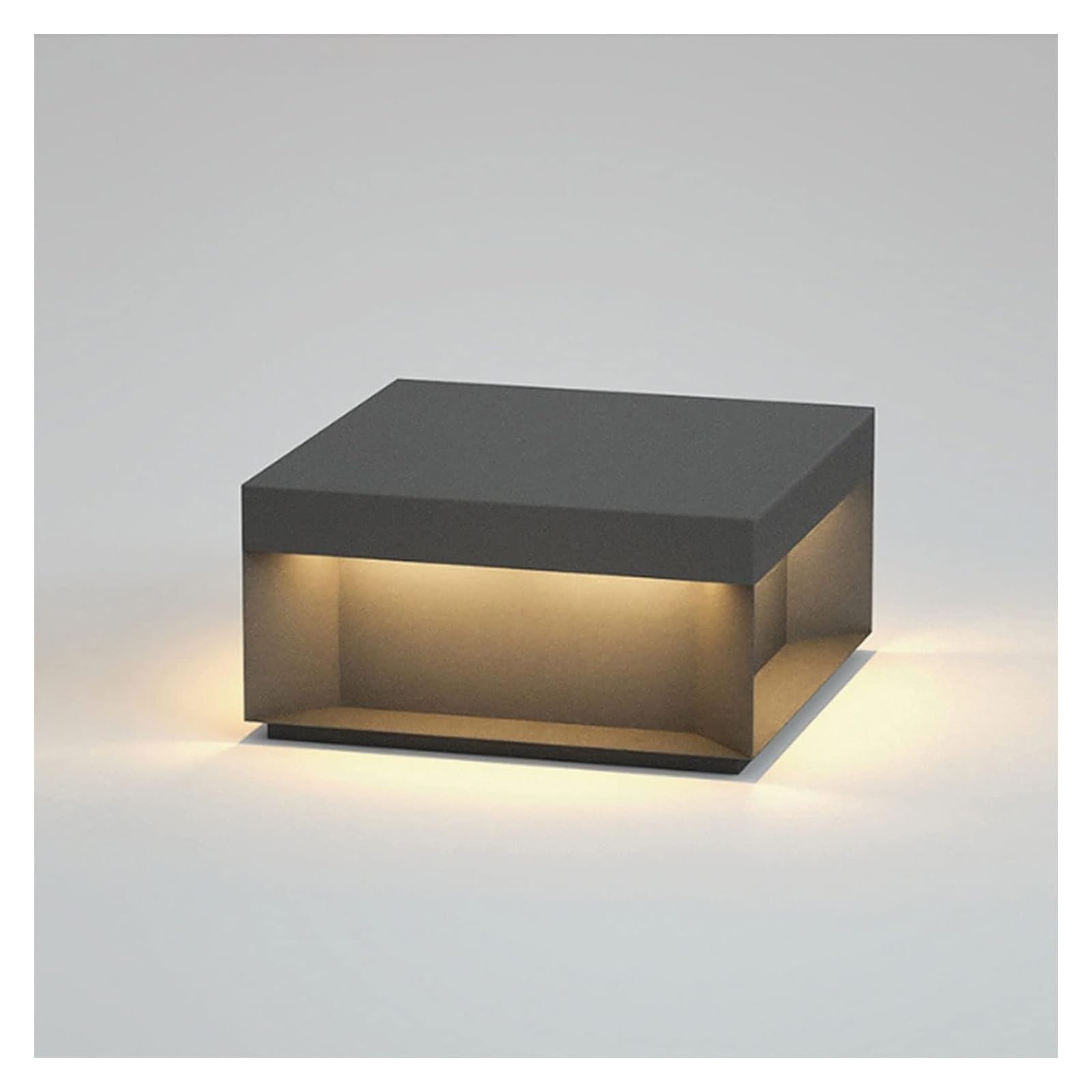 Luces de poste al aire libre - Lámparas de pilar de columna cuadrada Lámparas de mesa de poste de patio negro moderno Linterna de cubierta de puerta de acero inoxidable impermeable al aire libre(20cm)