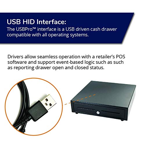 Apg Standard- Duty 16.2” Electronic Point Of Sale Cash Drawer | Vasario Series Vb554A-Bl1616 | Usbpro Interface | Plastic Till With 5 Bill/ 5 Coin Compartments | Black #TOP4