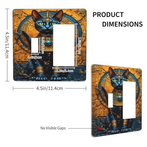 Decorative Outlet Covers Egyptian Black Cat Vintage Gold Decorated 2 Gang 1 Gang Wall Plate Cover Single Toggle Rocker Combo Light Switch Cover Plate Face Plate for Home Decor
