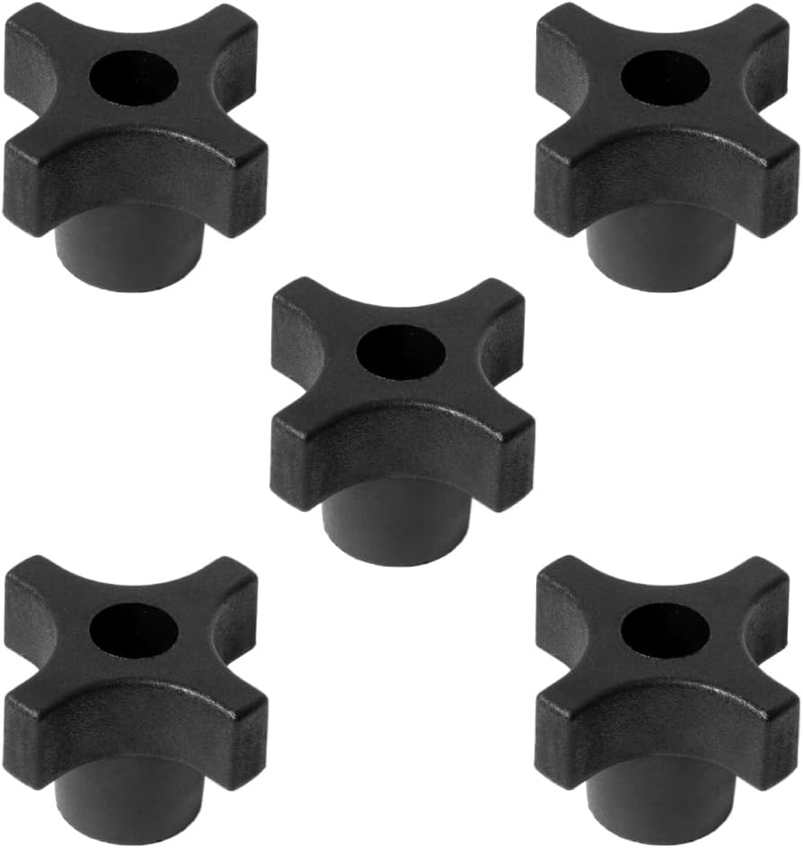 POWERTEC 5 Pack 5/16"-18 Round Knobs, Threaded Clamping Knobs for T Track & Table Saw Accessories, Featherboard, Woodworking Jigs on Miter Saw, Router Table, Drill Press (QNB3005)