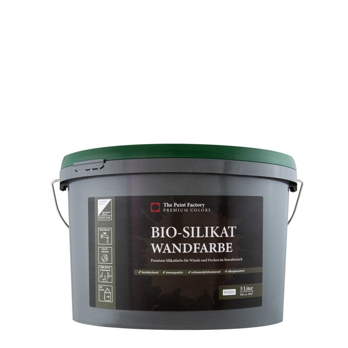 The Paint Factory Bio-Silikat Innenfarbe 5L weiss, Wandfarbe, Silikatfarbe innen, für Allergiker empfohlen