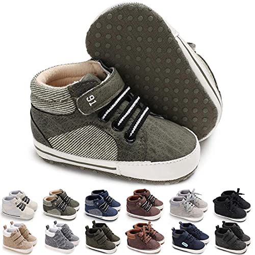 Image of CENCIRILY Baby Boys Girls High Top Sneakers Soft Soles Anti Skid Infant Ankle Shoes Toddler Prewalker First Walking Crib Shoes