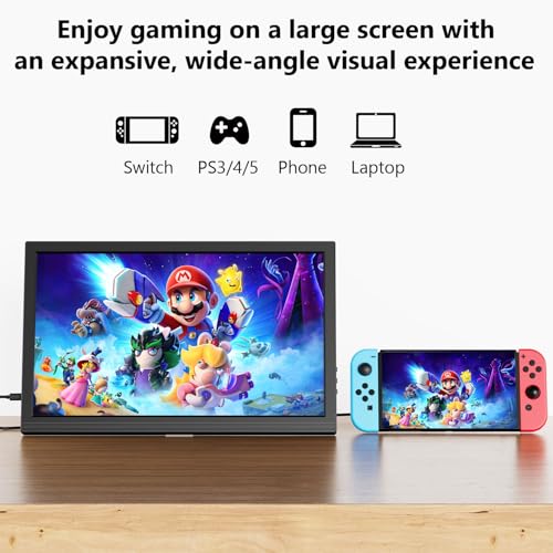 Image of 17.3inch Portable Monitor for Laptop FHD 1920x1080P 60HZ with Speaker HDMI USB-C Extent PC Monitor Compatible with Computer Xbox Switch mini PC PS4 /5 Mac