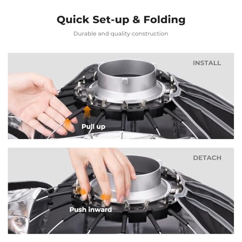 K&F Concept 35“/90cm Softbox Parabolic Hexadecagon Compatible with Bowens Mount, with Honeycomb Grid, Light Diffusers, Carrying Bag, for Photography Studio Speedlite Flash and Monolight