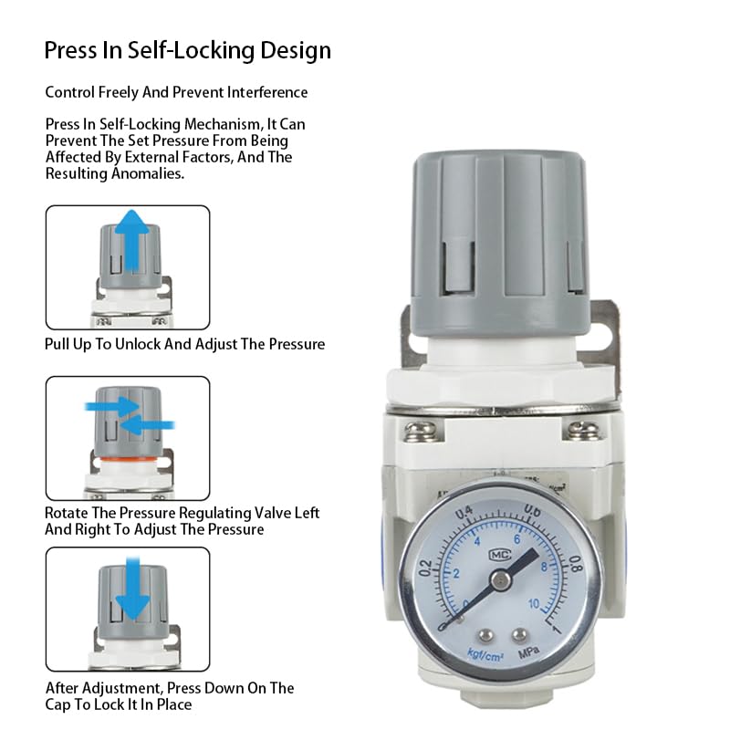 1pcs AR4000-04 AR4000-06 AR5000-06 AR5000-10 AR2000-02 AR3000-03 Pneumatic Compressed Air Compressor Pressure Regulator Relief Valve(AR2000-02 Economic)