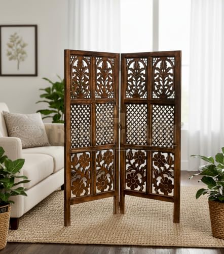 Image of THEHEARTWILL Wooden partition for Living Room /Partition wall Divider for Living Room /Room Partitions and dividers forPooja Room, Mandir, Office, Kitchen, Hall. (4 Feet) (2 Panels)