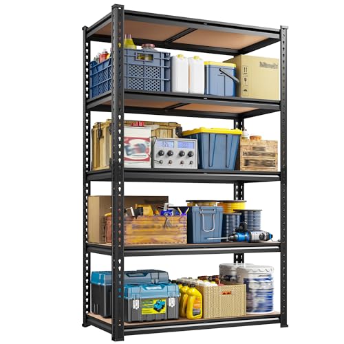 REIBII 183x 90x 30.5cm Shelving Units-5 Tier 900KG Heavy Duty Metal Shelving Units for Storage, Corner Shelf Storage Rack Pantry Shelves,Adjustable Racking Shelf for Shed Garage Boltless Assembly