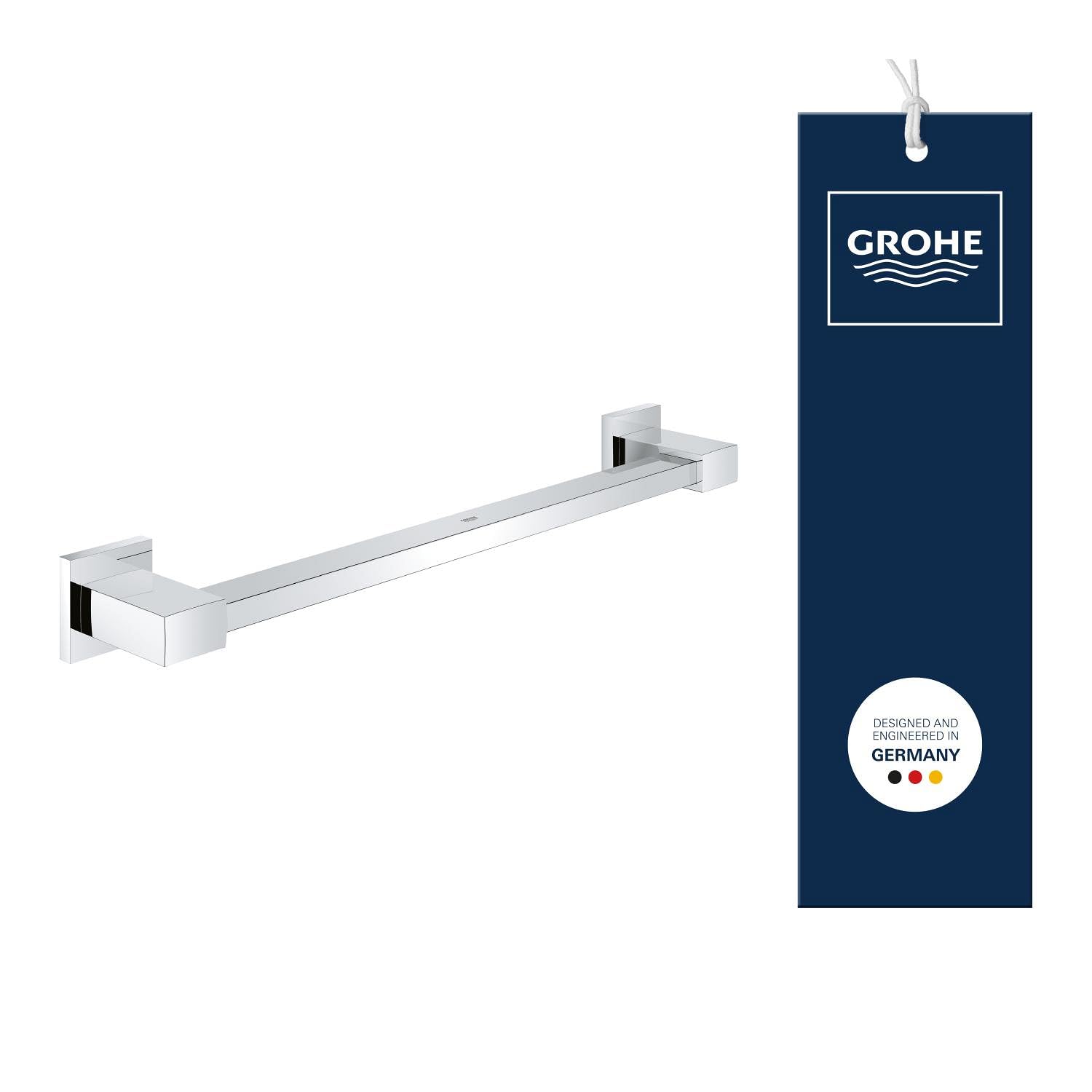 Grohe Start Cube QuickFix - Barra de agarre de 45cm, seguridad en ducha y bañera, cromo, para atornillar con QuickScrew, no pegamento, ref. 41095000
