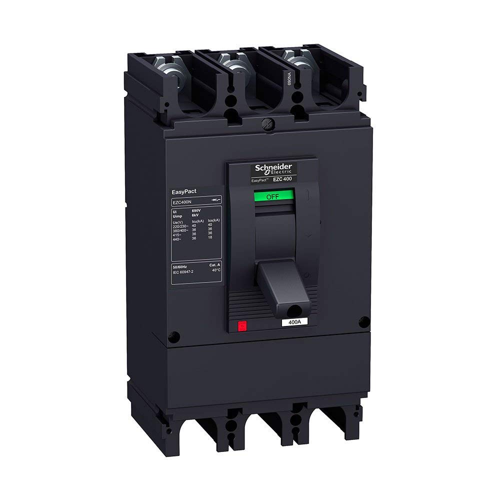 Schneider Electric EZC400N EasyPact EZC TMD 400A 3-Poles 3D Circuit Breaker, Black