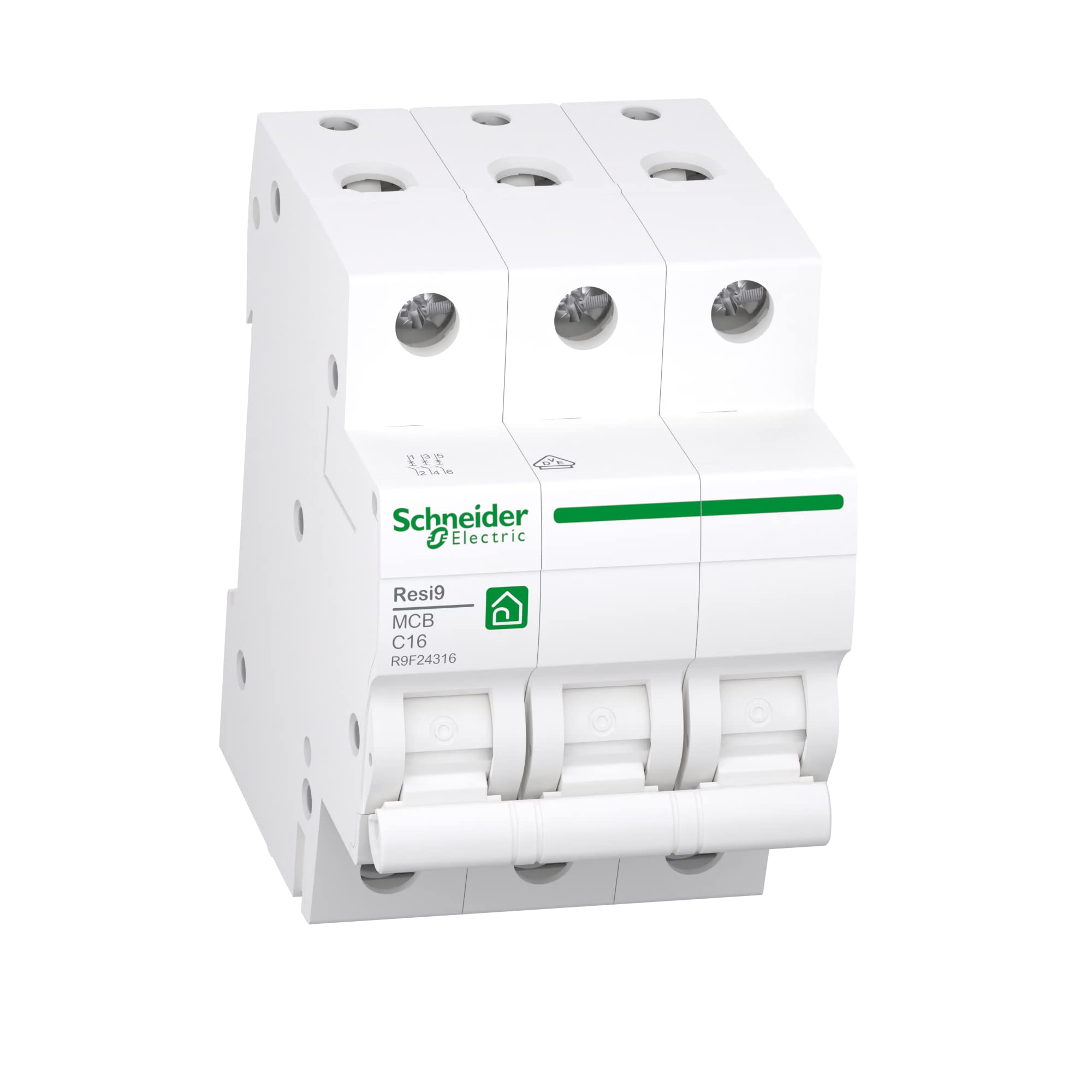 Schneider Electric Disyuntor RESI9 3P 16A C 6KA, R9F24316, 3 polos