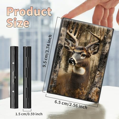 Image of Slim Credit Card Holder, Camo Deer Tree RFID Blocking Metal Wallet for Men & Women, Aluminum Minimalist Hard Case Pocket-Sized Business Cards Organizer (Fits Up to 10 Cards)