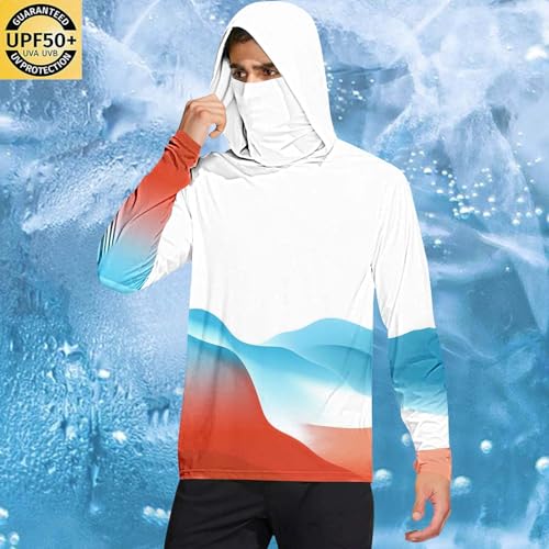 Sun Protection Shirts for Men with Mask UPF 50 Rash Guards Cooling Hoodies Lightweight Fishing Blouse with Thumb Hole2