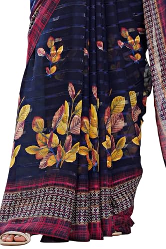 Image of MIRCHI FASHION Women Saree Floral Printed Georgette | Breathable Ethnic Sari for Social Events and Social Visits with Blouse Piece