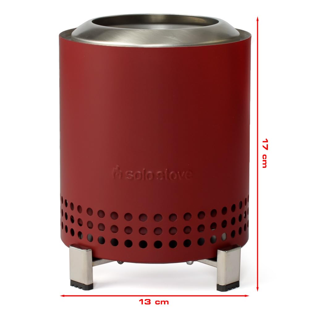 Solo Stove Mesa Tischfeuer inkl. 2 kg Holzpellets, Raucharm, Deko für Garten, Terrasse und Balkon, Mit Pellets/Holz, Edelstahl, Inkl. Standfuß, Aufbewahrungsbeutel, 17,5 x 13cm, 635g, Mulberry