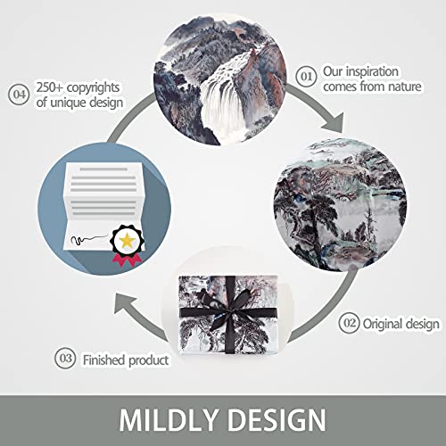 MILDLY 100% Long-Staple Cotton Duvet Cover Set Mountain Scenery Pattern Printed Comforter Cover 3pcs, Ultra Soft & Breathable Bedding Set