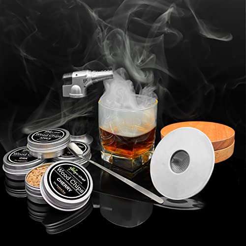 Cocktail Smoker Kit with Torch, Whiskey Smoker Kit, Bourbon Smoker Kit, Older Fashioned Drink Smoker Kit with 4 Favors Wood Chips, Whiskey Gifts for Men/ Husband/ Dad (No Butane) - Image 7