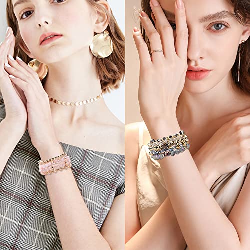 CASDAN 6 Sets Bohemian Stackable Bead Bracelets for Women Stretch Multilayered Bracelet Set Multicolor Boho Jewelry2