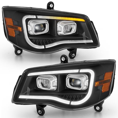 Image of ELH 500% Brighter LED Projector Headlight Assembly Fit For 2011-2018 Dodge Grand Caravan/2008-2016 Chrysler Town & Country Headlamp