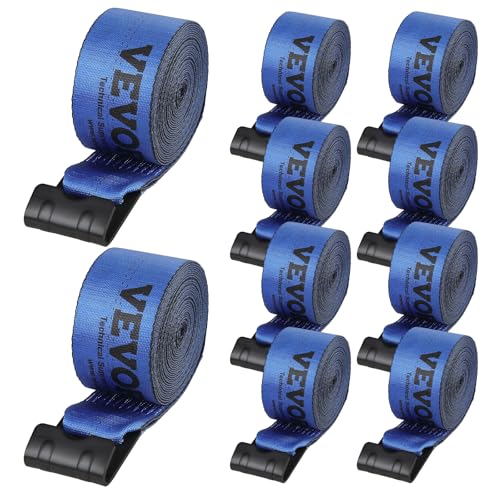 VEVOR Truck Straps 4 x30 Heavy Duty Tie Down w/Flat Hooks 18 000lbs Break Strength WLL# 6000lbs Cargo Straps Tie Down for Flatbeds Trucks Trailers Farms Rescues Tree Saver Blue(10 Pack)