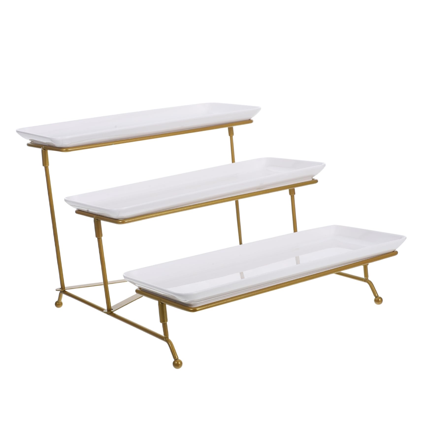 Espositore per dessert, cupcake, frutta e antipasti, elegante ed elegante, bianco, vassoio da portata ideale per buffet ed eventi