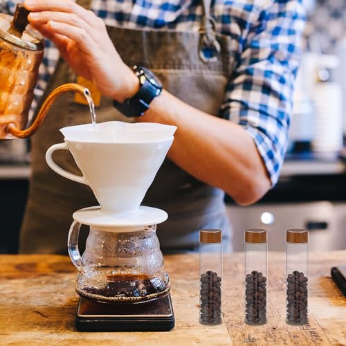 Tubos de vidrio para almacenamiento de café con soporte de madera miniatura 4