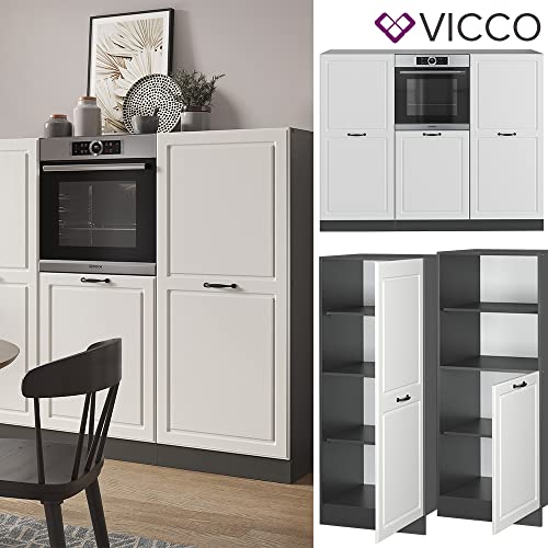 Vicco Küchenzeile Einbauküche Küchenschränke R-Line Landhaus Küchenmöbel (Anthrazit-Weiß, Block 180 cm) - Image 3