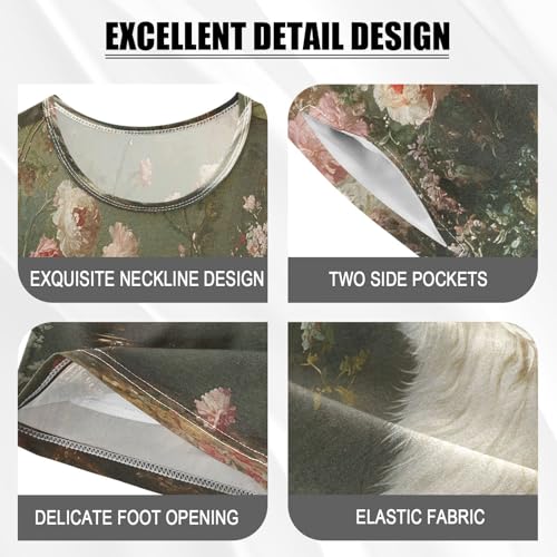 ALAZA Cat Play Flower Blossom Pajamas Set Short Sleeve Cotton Sleepwear Summer Pjs 2 Piece 5-14Y4