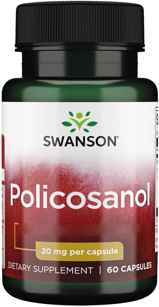 Swanson, Policosanol, 20mg, Extract from Sugar Cane, 60 Capsules, Laboratory Tested, High Dose, Gluten Free, Soy Free, GMO Free