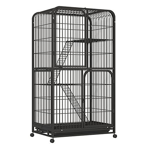 猫ケージ 3段 猫ケージ 屋内用 猫ケージ 囲い 車輪付き 2つの前扉付き フェレット モルモット チンチラ リス用 1〜4匹の猫に最適 - 78 x 55 x 137 cm